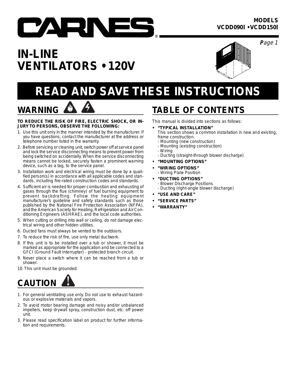 Carnes VCDD150I Installation  Manual