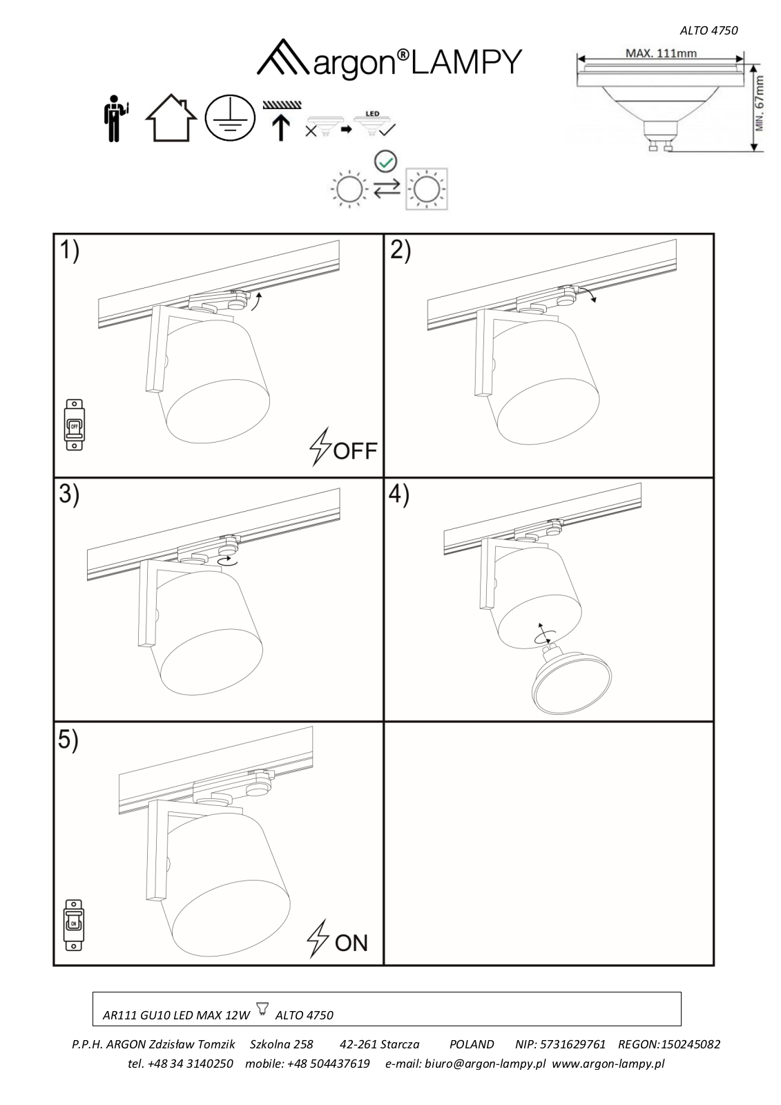 Argon ALTO 4750 Installation/Assembly Instructions - ManualMachine.com