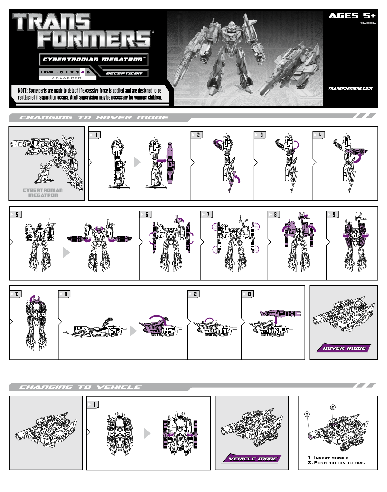 HASBRO Transformers Cybertronian Megatron User Manual