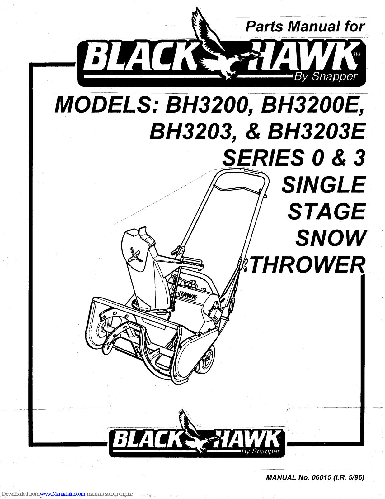 Black Hawk BH3200, BH3200E, BH3203, BH3203E Parts Manual