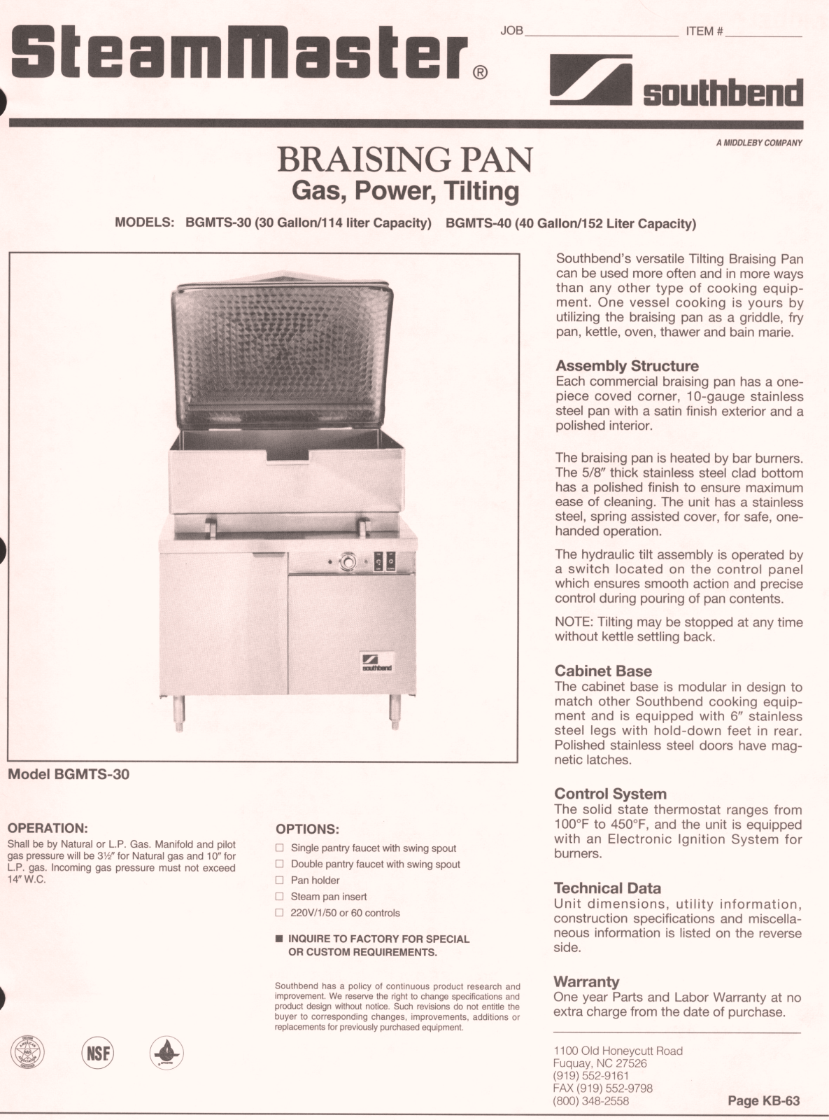 Southbend BGMTS-40 General Manual