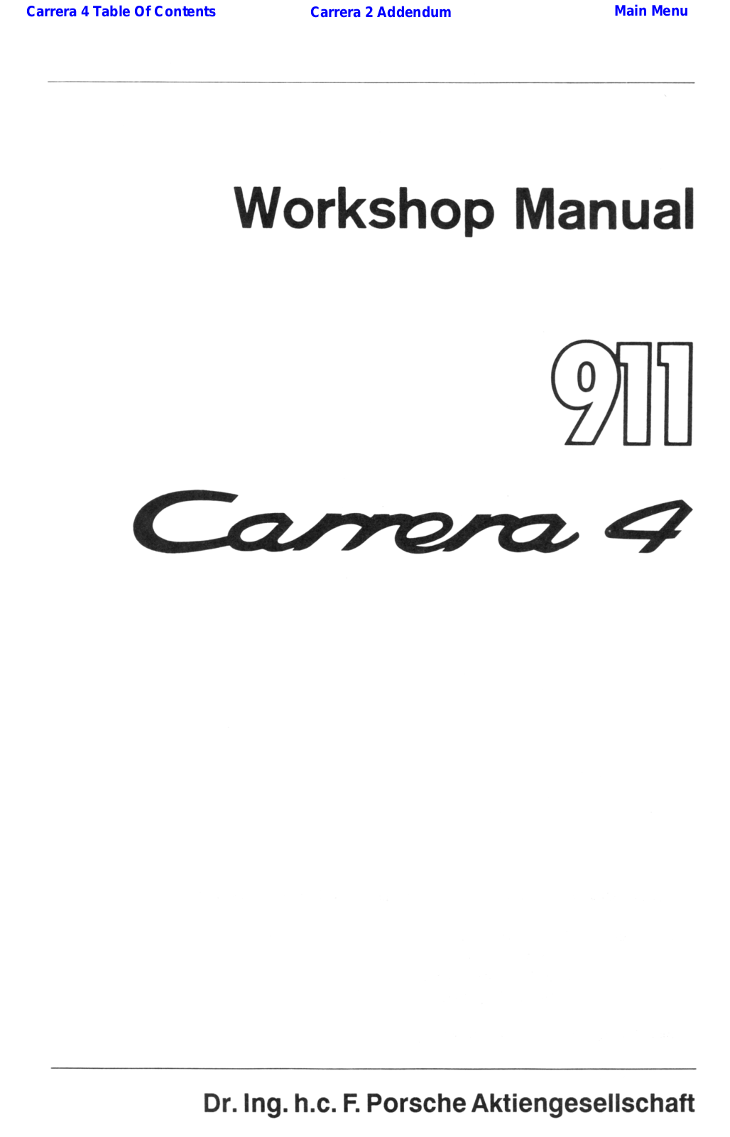 Porsche 911 1988 User Manual