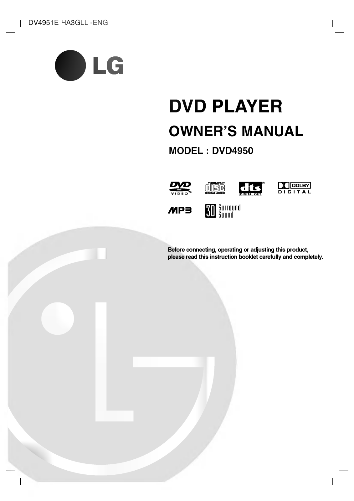 LG DV4951E Instruction manual