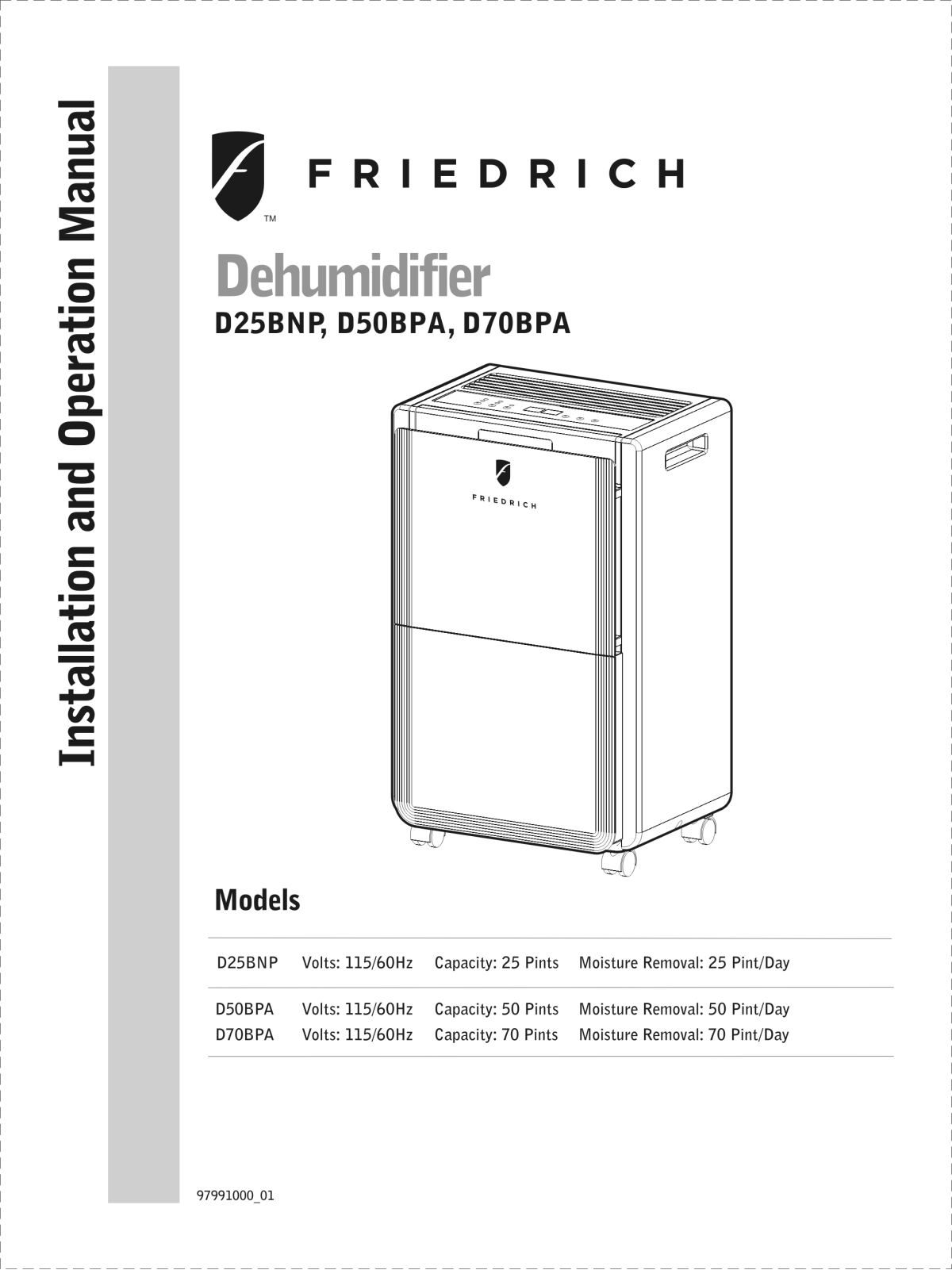 Friedrich D50BPA User Manual