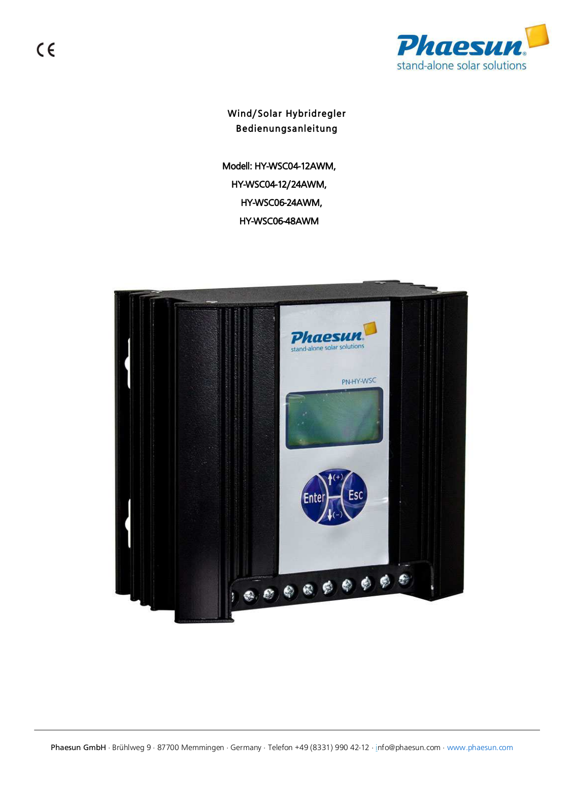 Phaesun HY-WSC04-12AWM, HY-WSC04-24AWM, HY-WSC06-24AWM, HY-WSC06-48AWM User guide - ManualMachine.com
