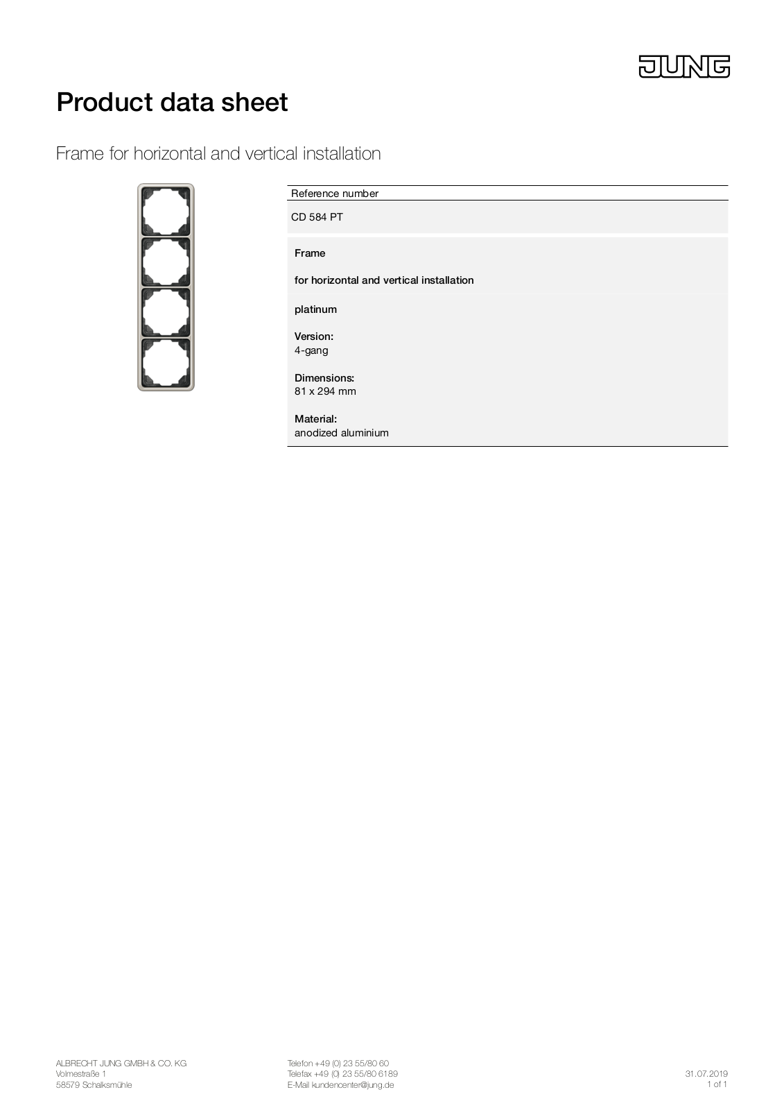 Jung CD 584 PT User Manual