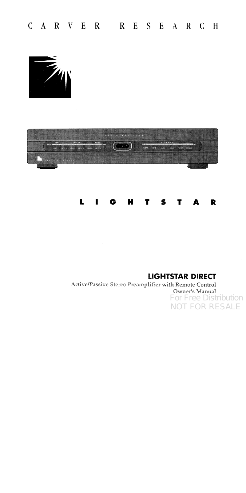 Carver Lightstar Direct Owners manual