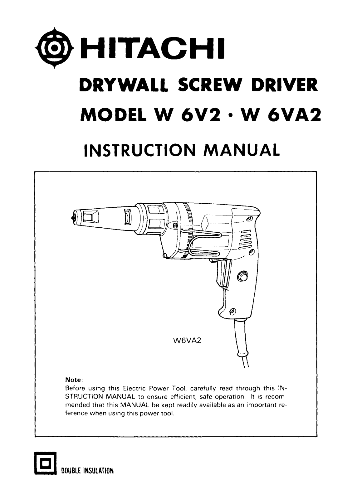 Hitachi W6V2, W6VA2 User Manual