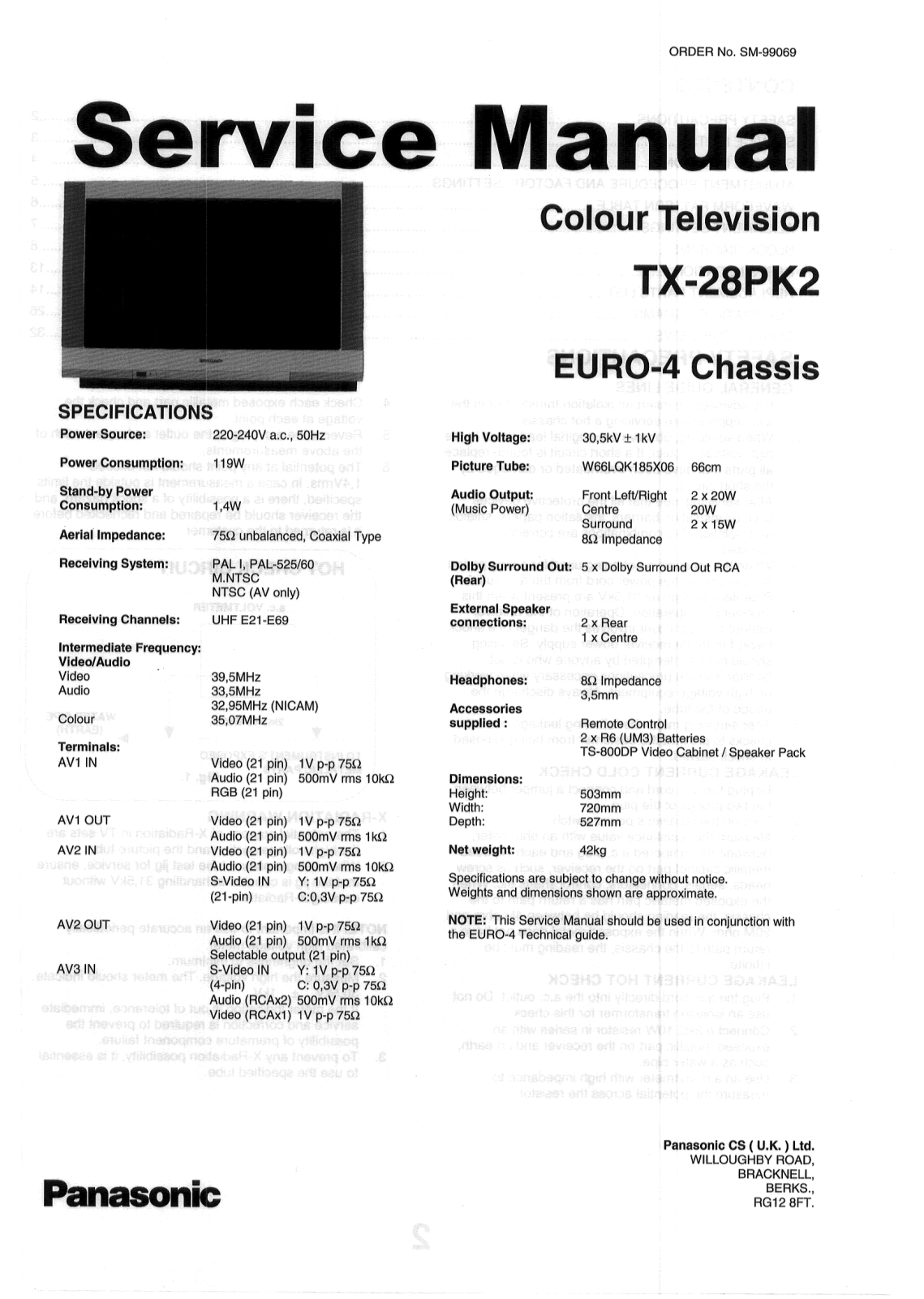 Panasonic TX-28PK2 EURO4 Schematic