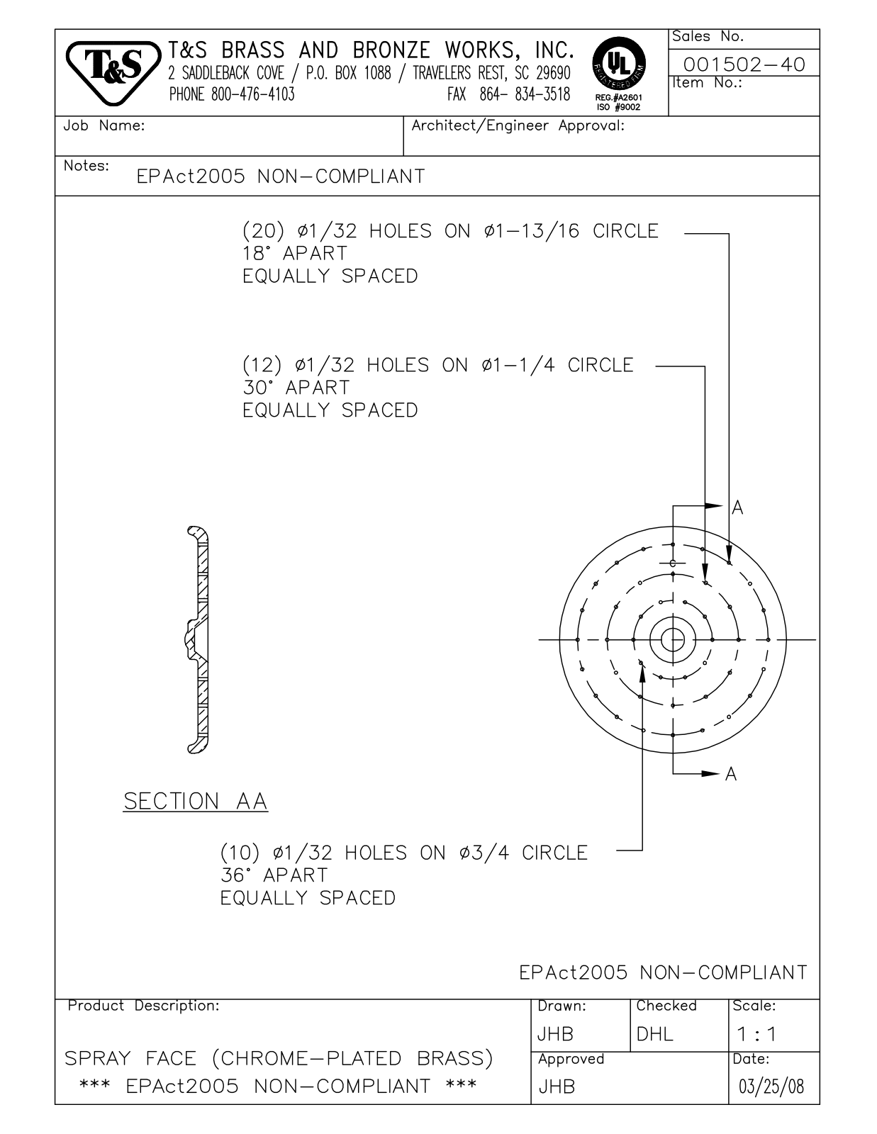 T&S Brass 001502-40 User Manual