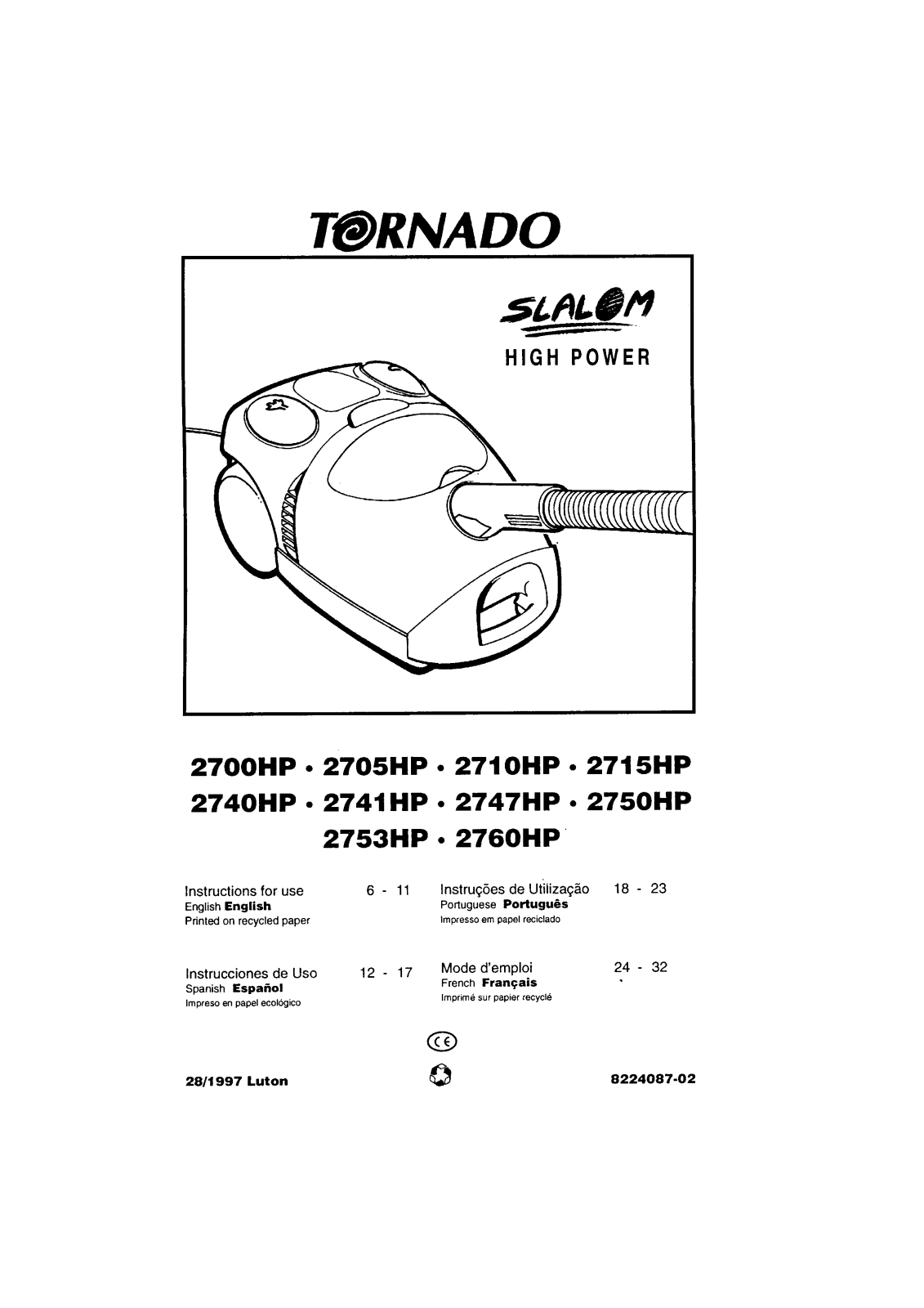 TORNADO TO2705HP, TO2715HP, TO2741HP User Manual