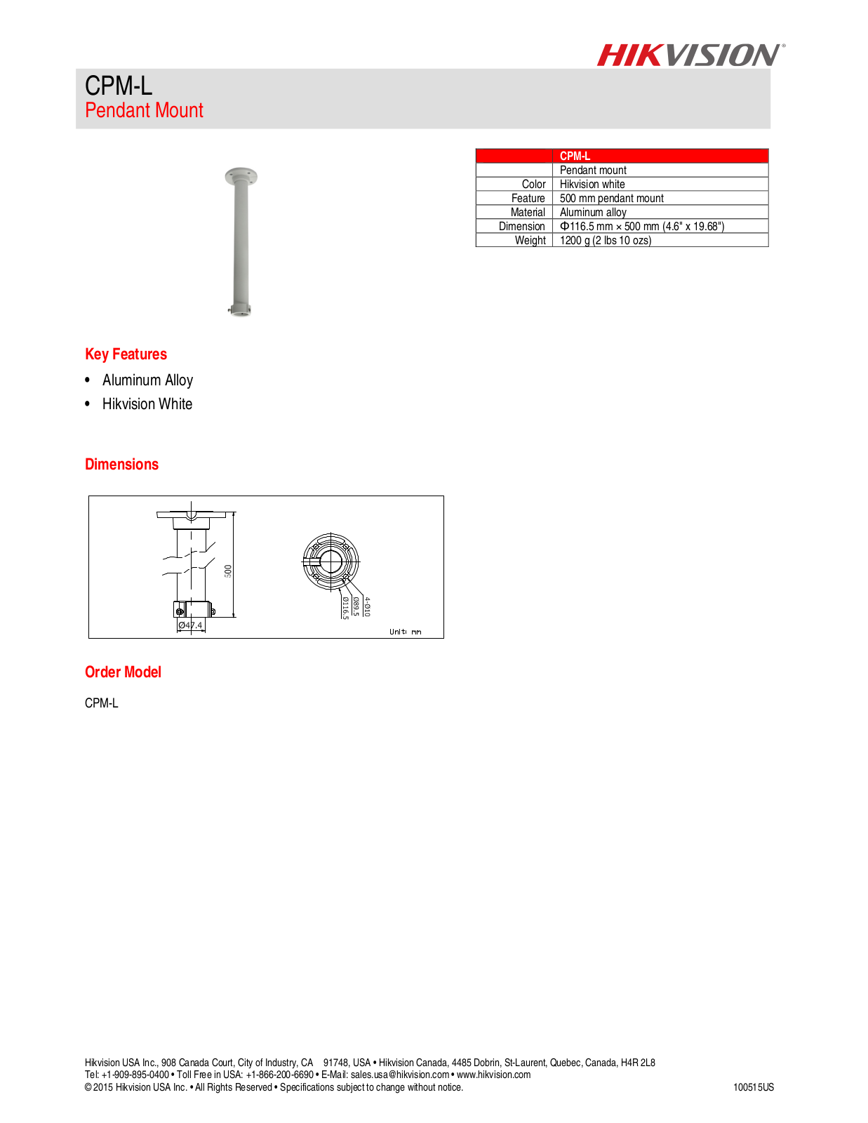 Hikvision CPM-L Specsheet