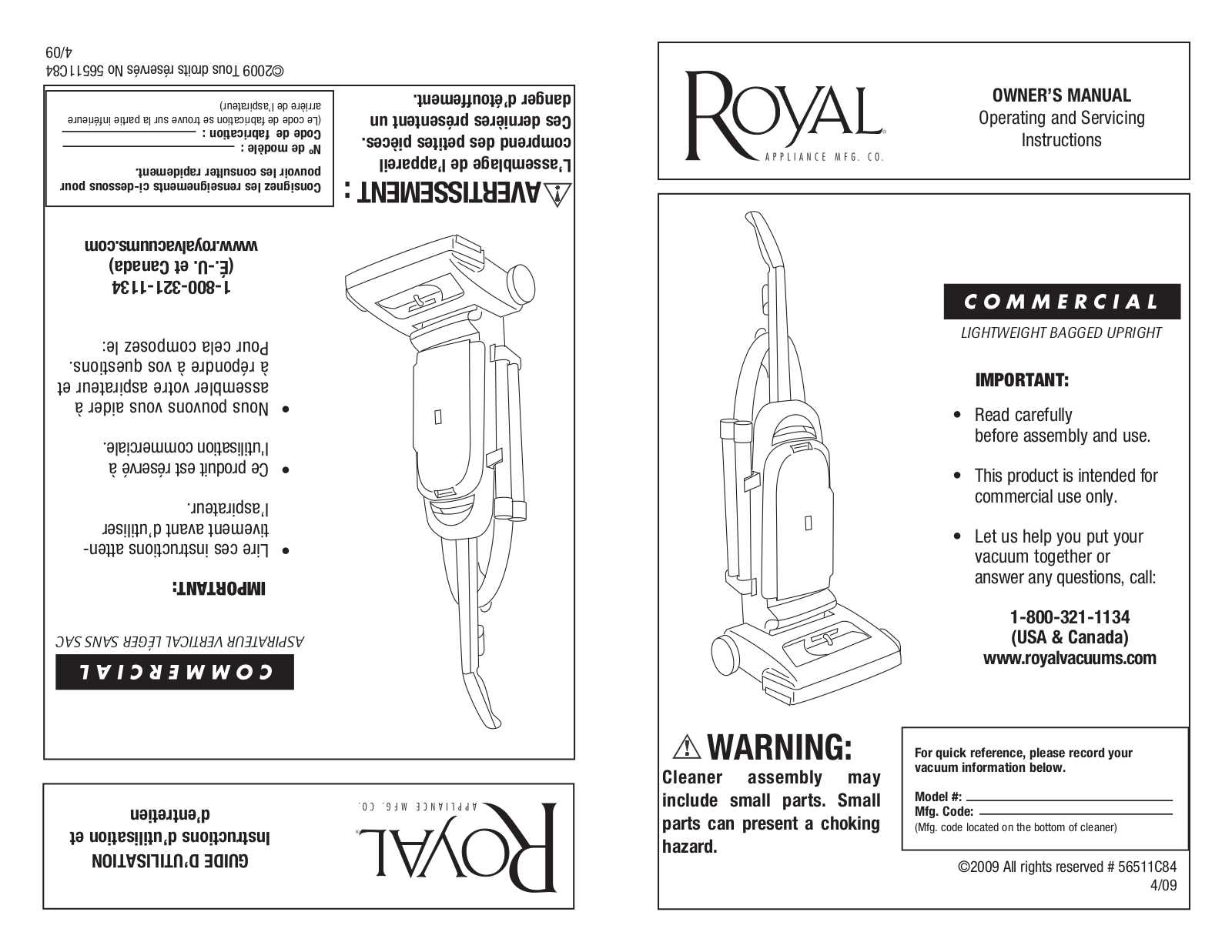 Royal Vacuums CR50005 User Manual