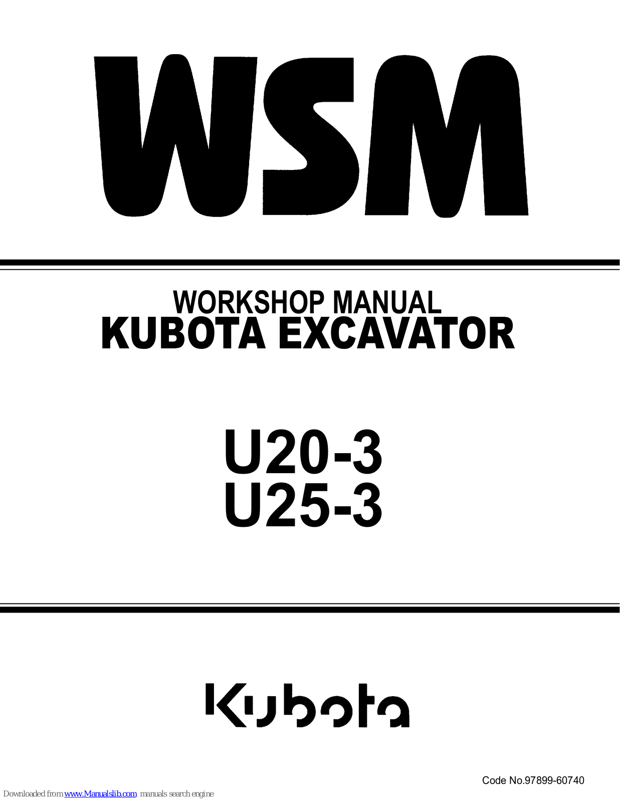 Kubota U20-3, U25-3 Workshop Manual