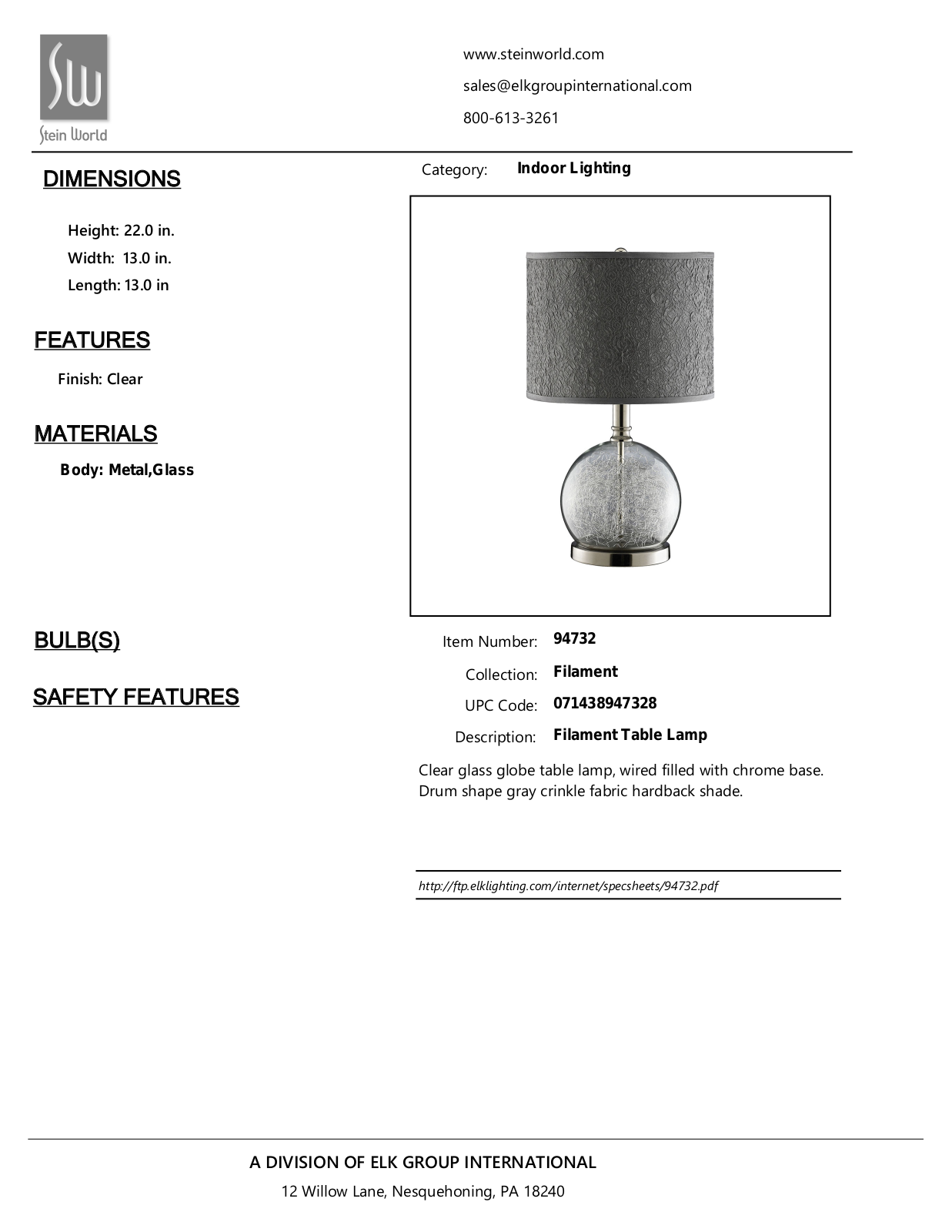 Stein World 94732 Specifications - ManualMachine.com