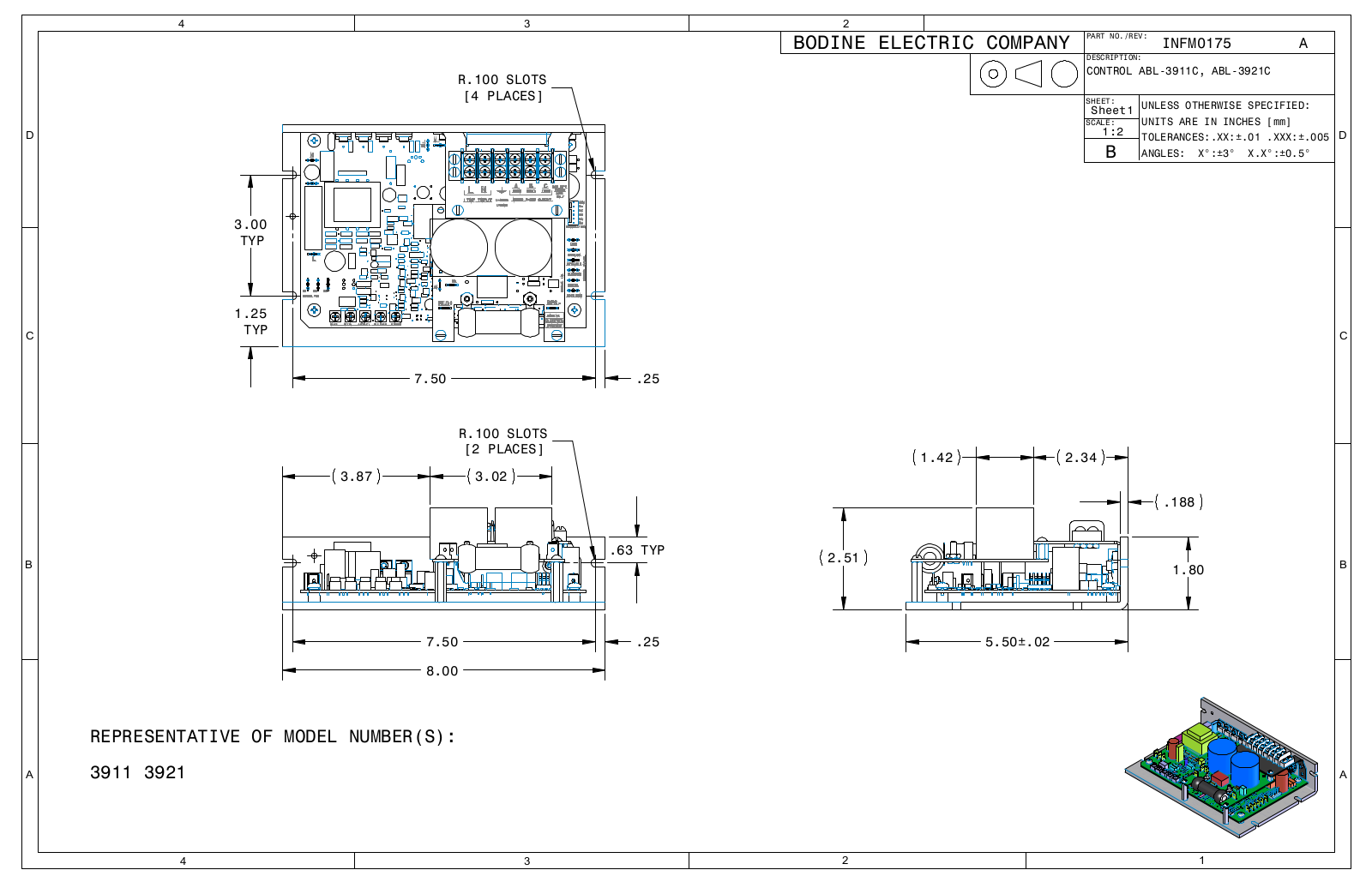 Bodine 3911, 3921 Reference Drawing