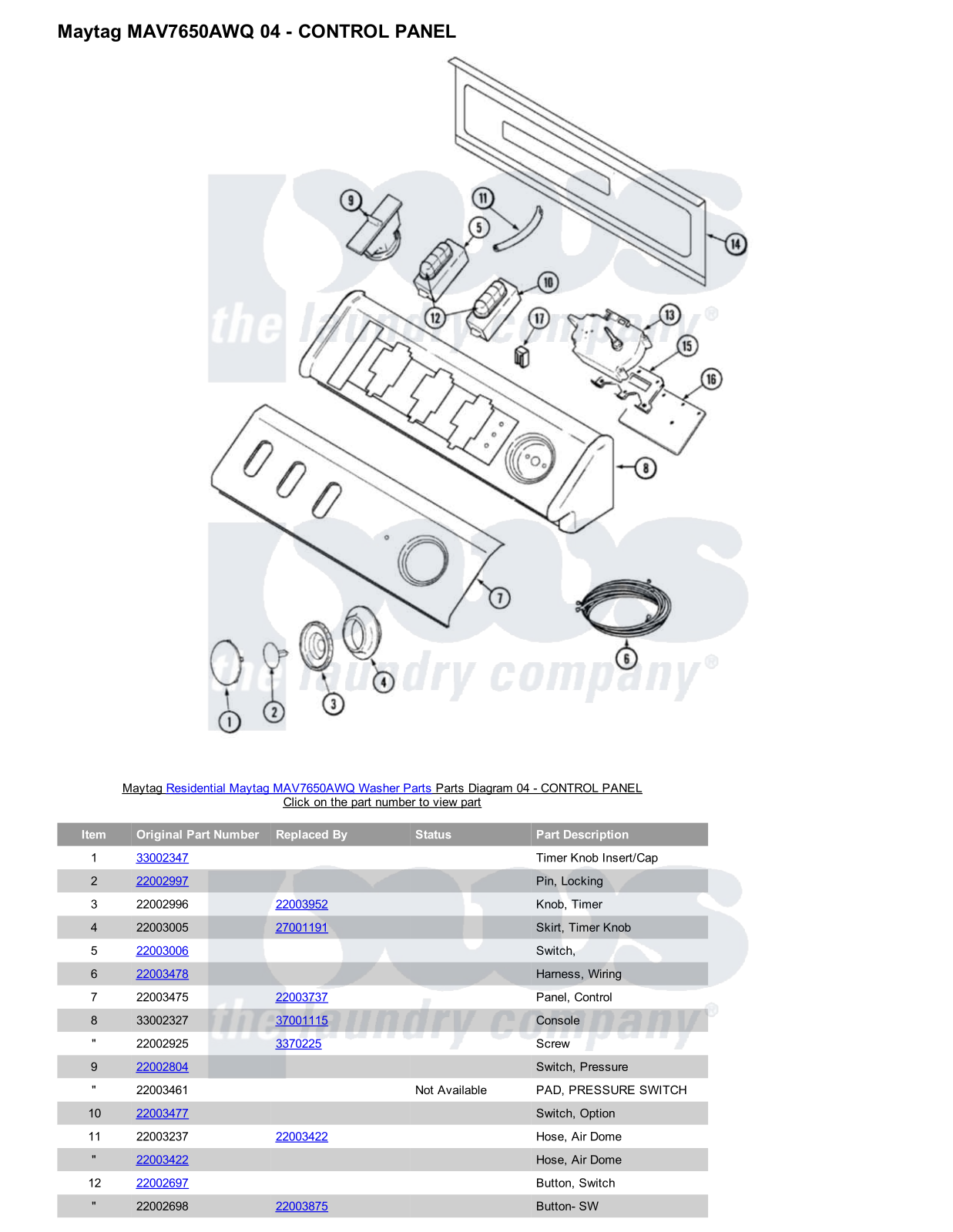 Maytag MAV7650AWQ Parts Diagram