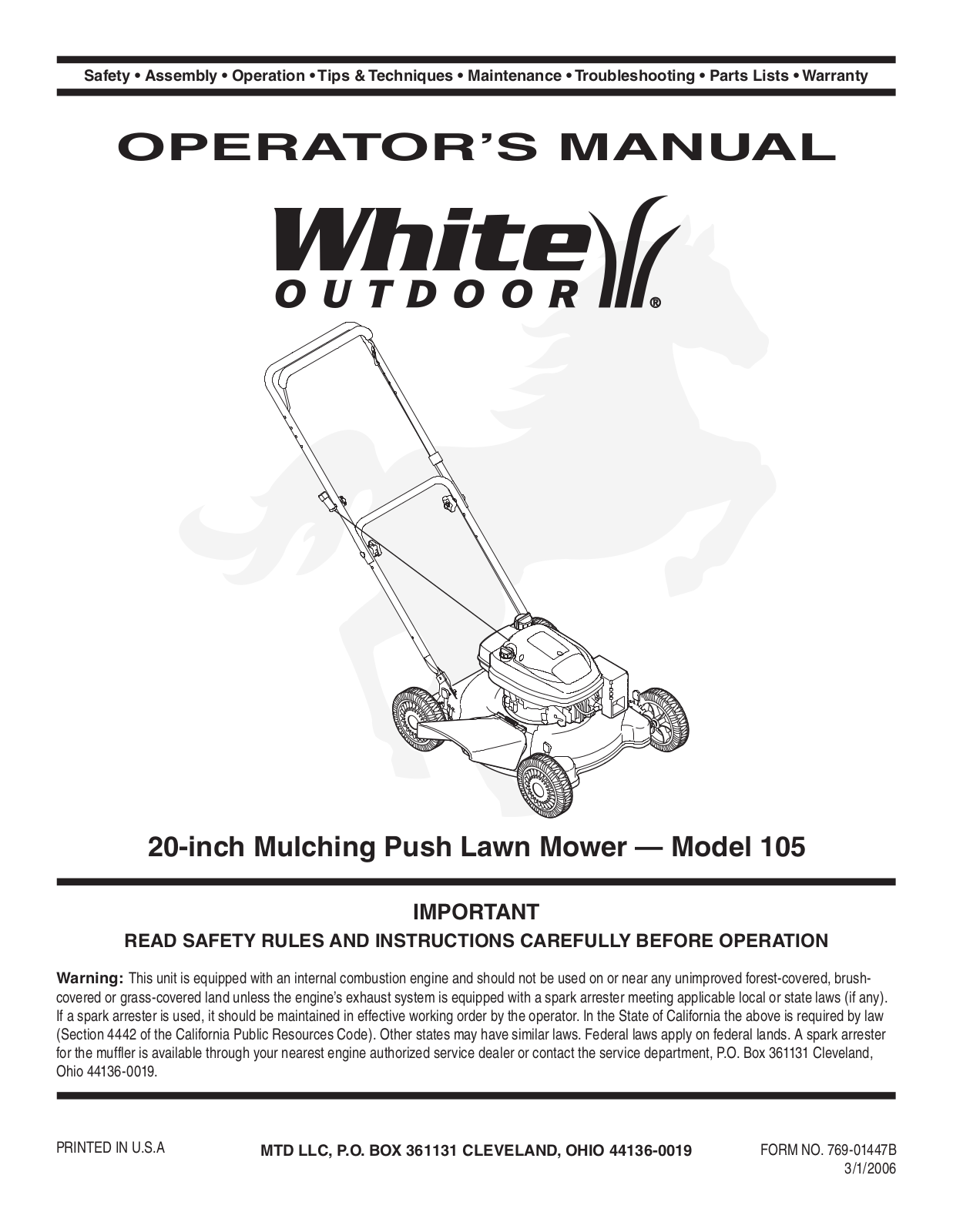 White Outdoor 105 User Manual