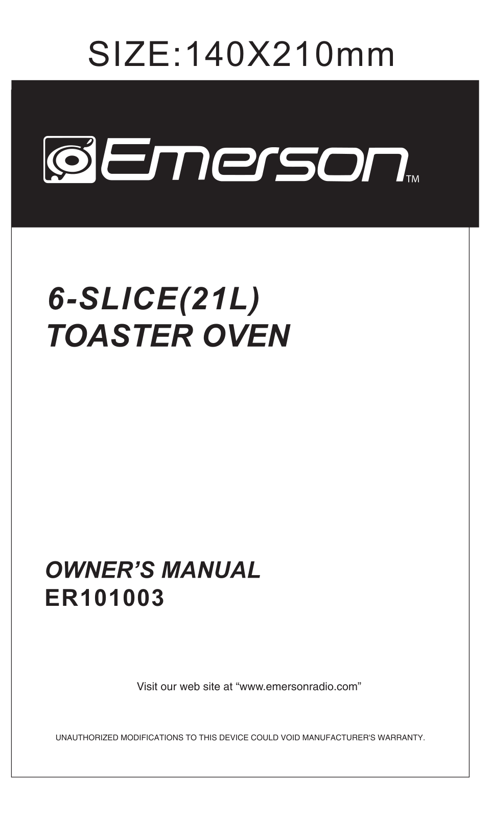 Emerson ER101003 User Manual