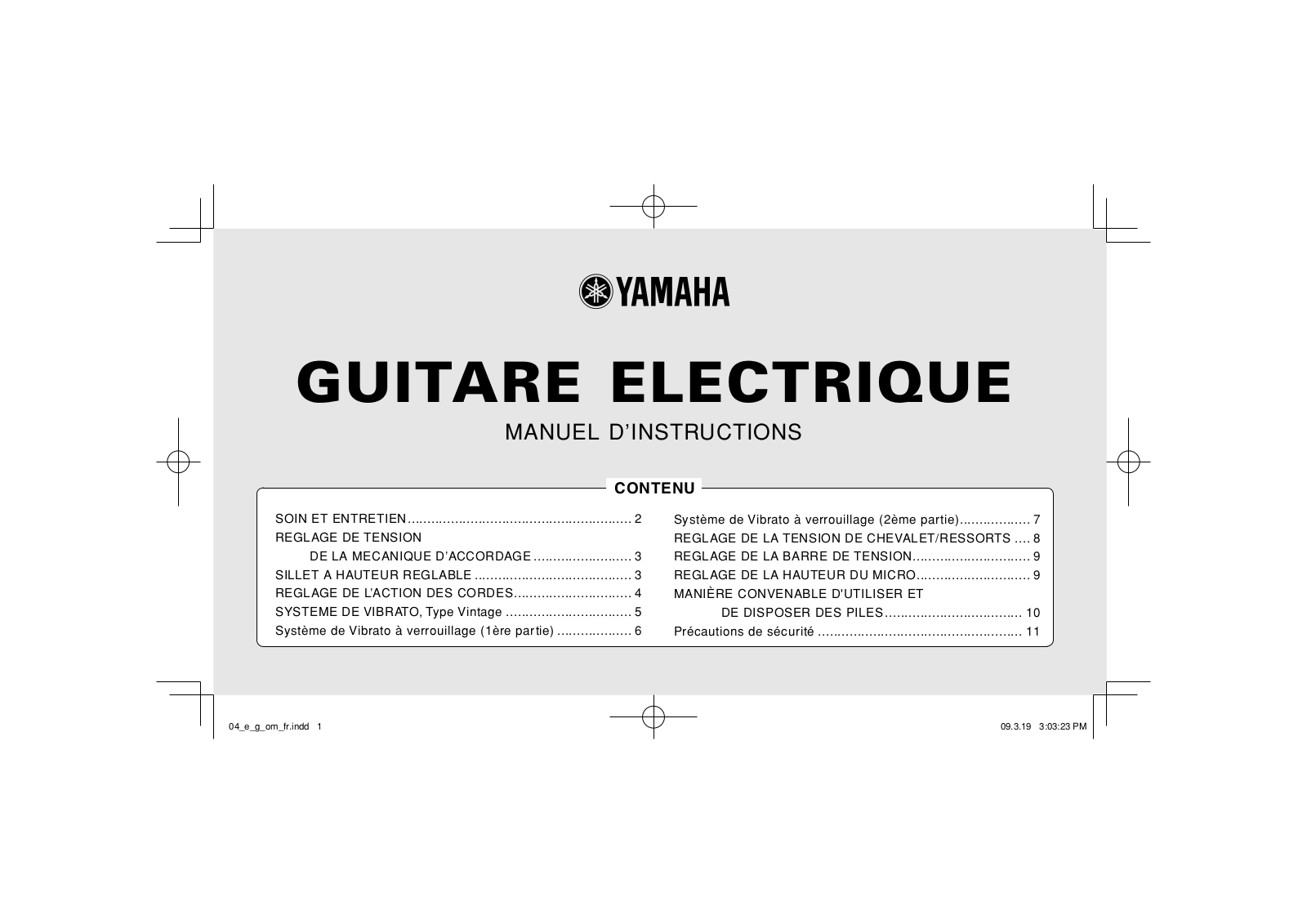 Yamaha ELECTRIC GUITAR User Guide