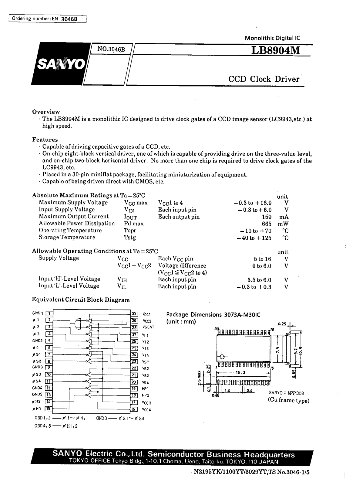 SANYO LB8904M Datasheet