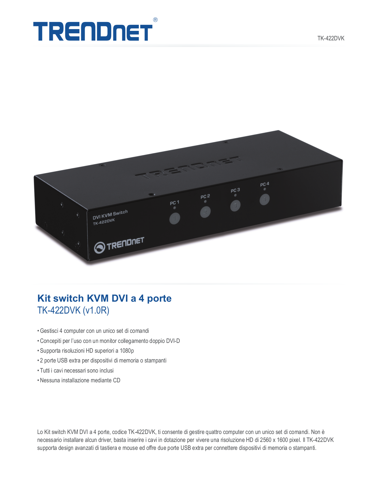 Trendnet TK-422DVK Datasheet