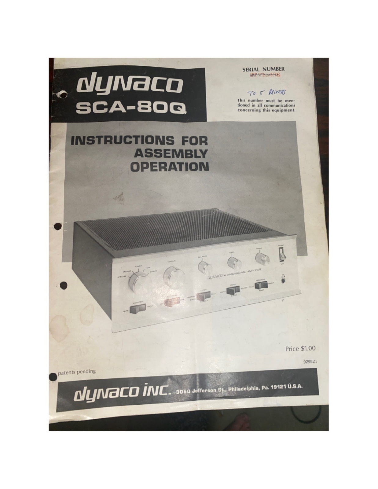 Dynaco SCA-80Q Instruction Manual