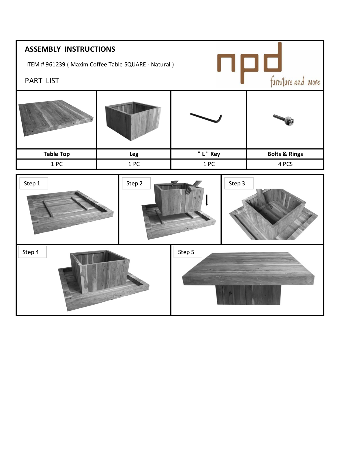 New Pacific Direct 961239 User Manual