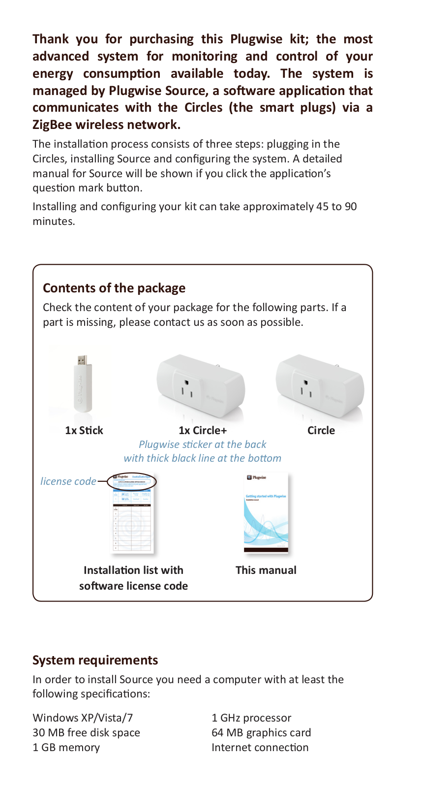 Plugwise CIRCLE PLUS, CIRCLE, STICK User Manual