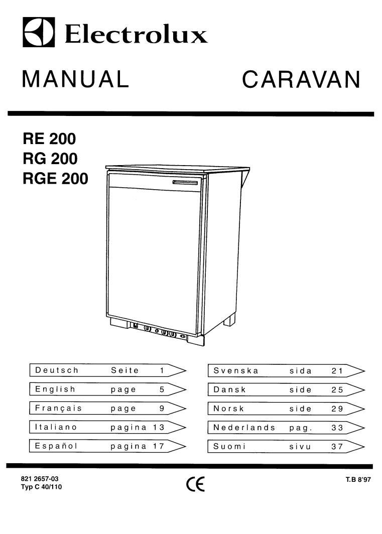 electrolux RGE200, RE200, RG200 User Manual