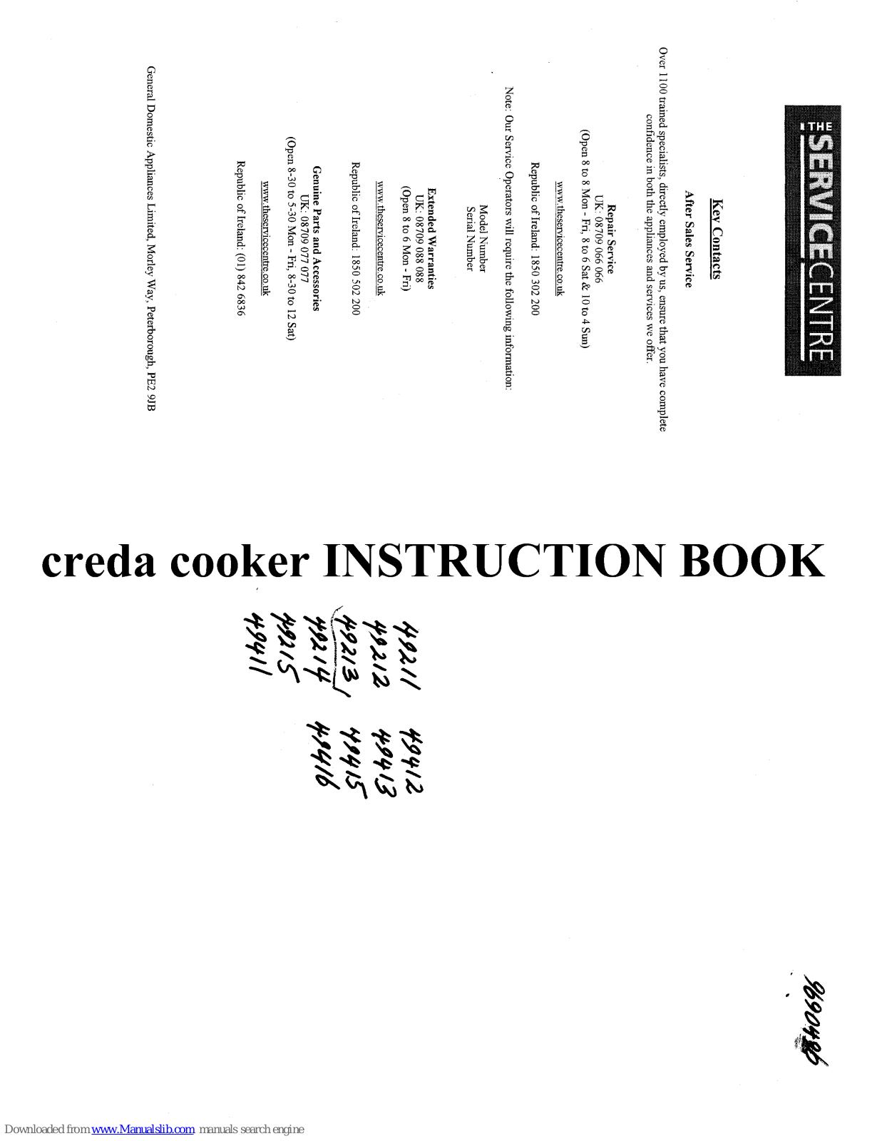 Creda 49211, 49212, 49213, 49214, 49215 Instruction Book