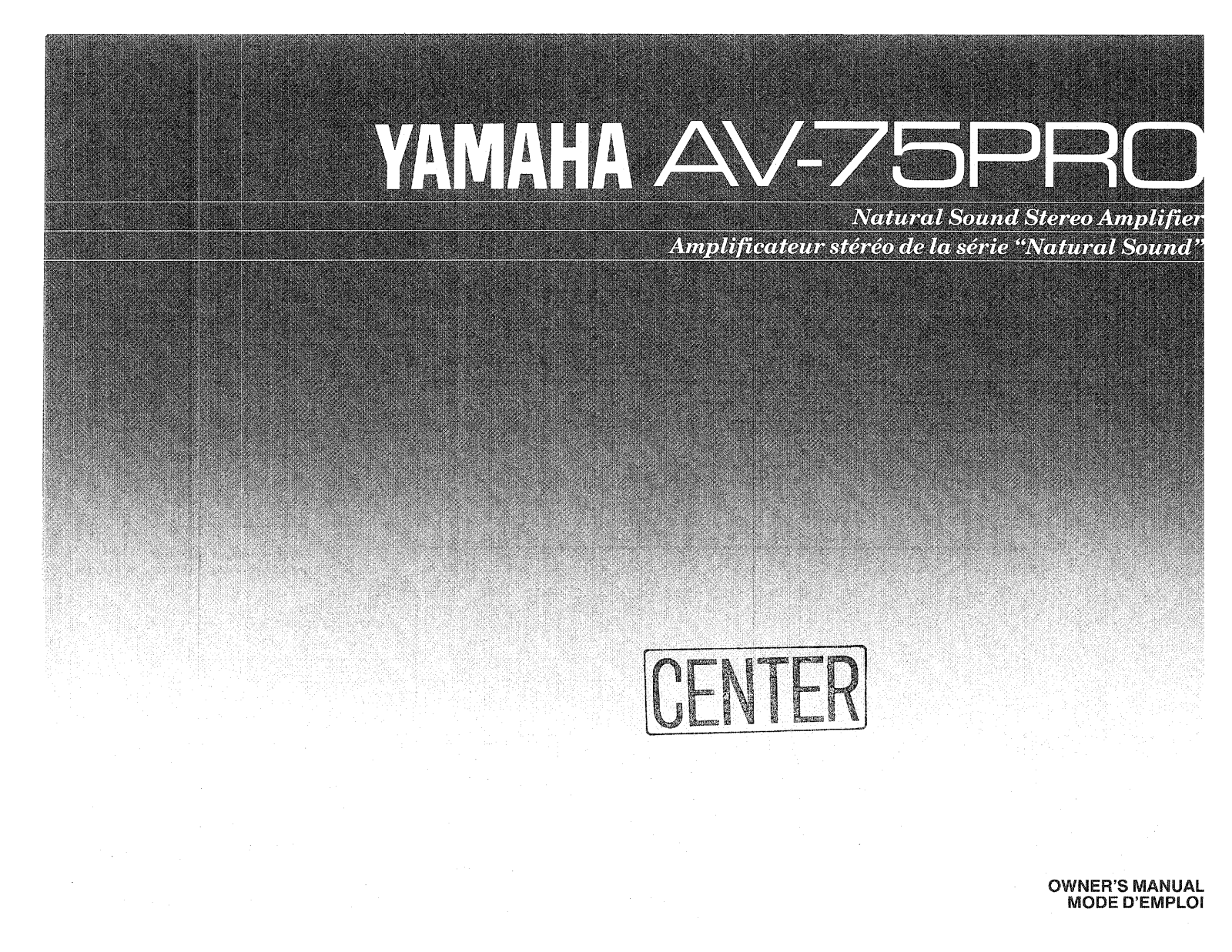 Yamaha AV-75PRO Owner Manual