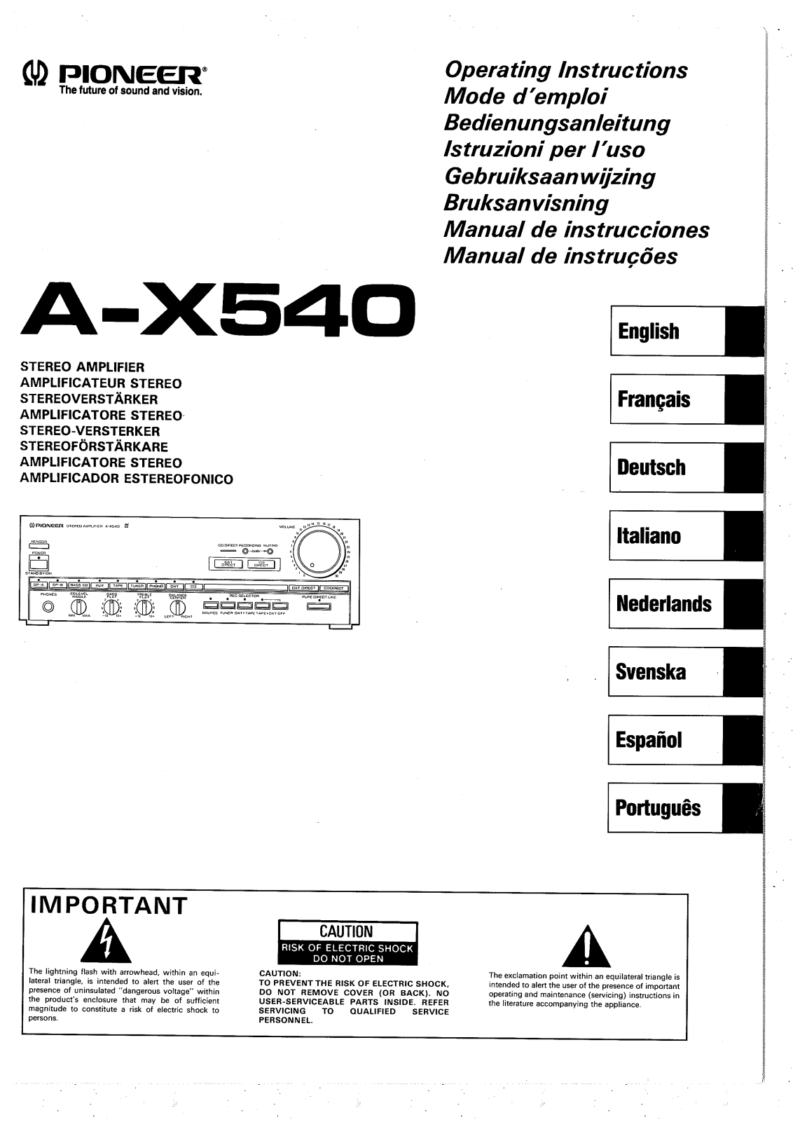 Pioneer A-X540 User Manual