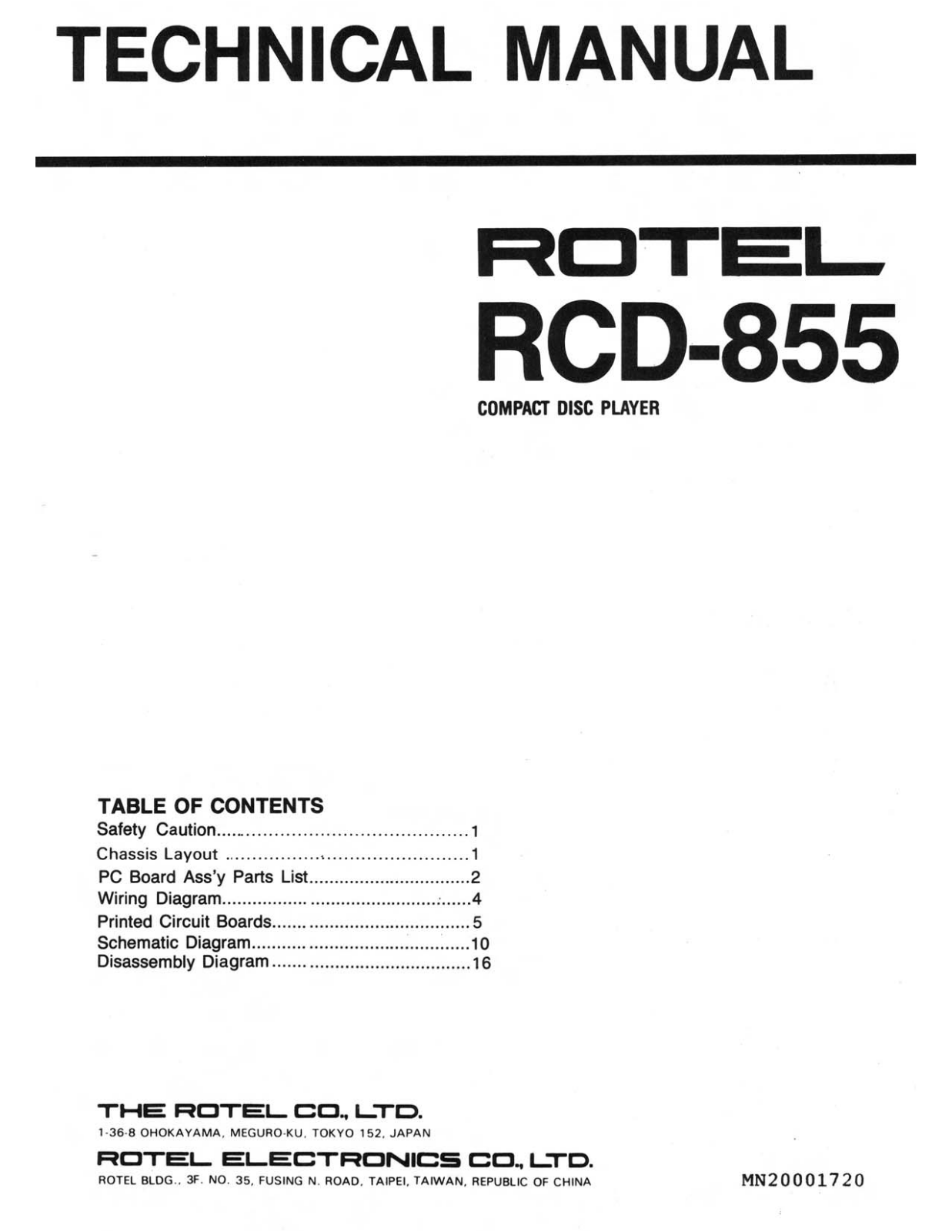 Rotel RCD-855 Service manual