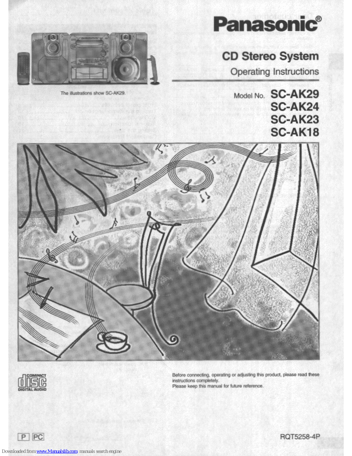 Panasonic SC-AK23, SC-AK18, SA-AK29, SA_AK24, SA-AK23 Operating Instructions Manual