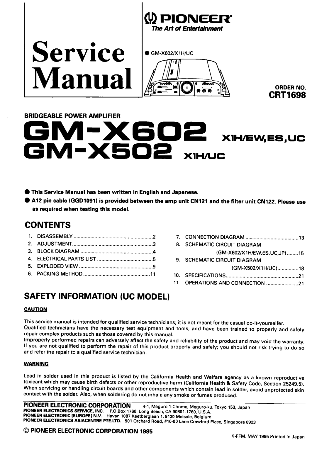 Pioneer GMX-502, GMX-602 Service manual