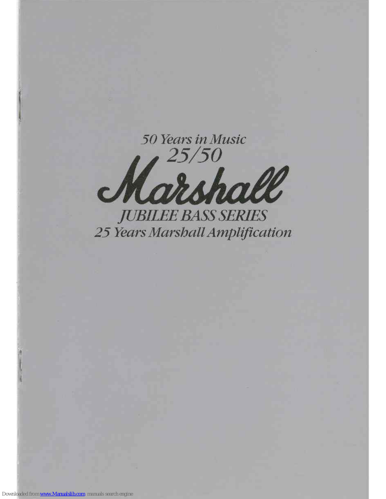 Marshall Amplification Jubillee Bass 3530, Jubillee Bass 1515, Jubillee Bass 3560, Jubillee Bass 1525, Jubillee Bass 1540 Installation Manual