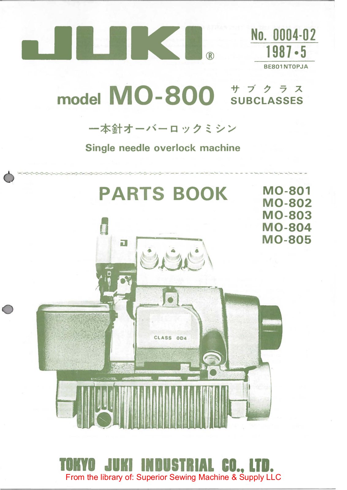 Juki MO-801, MO-802, MO-803, MO-804, MO-805 User Manual - ManualMachine.com