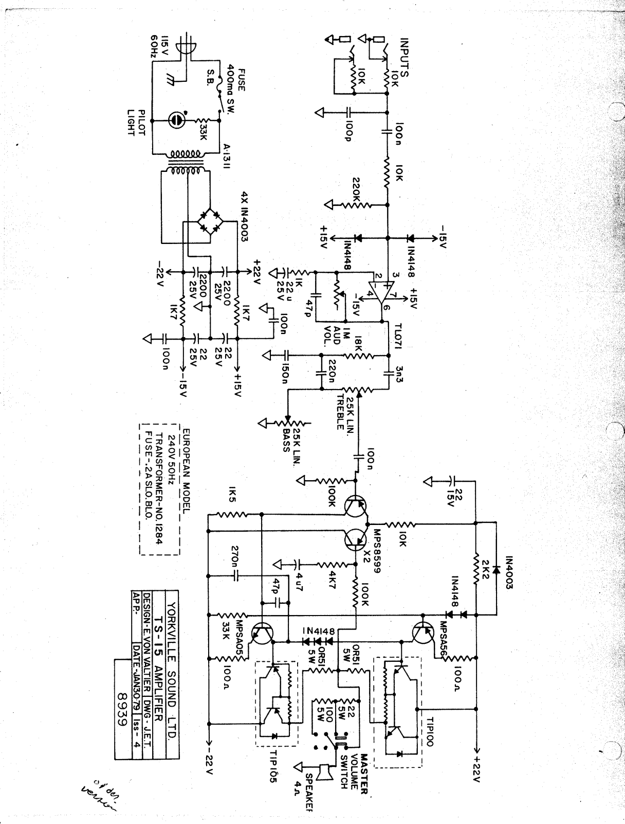 Traynor ts 15 schematic