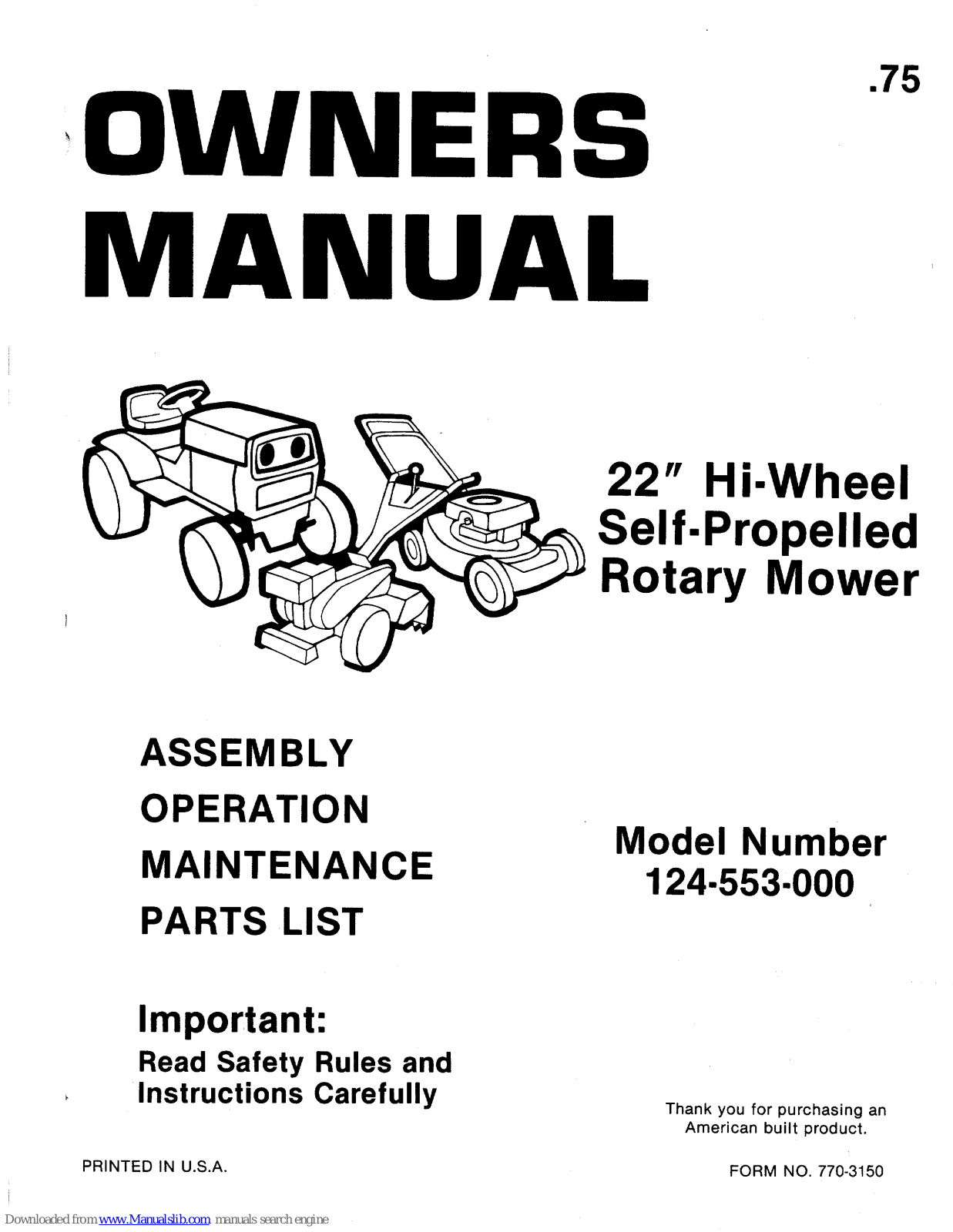 MTD 124-553-000 Owner's Manual