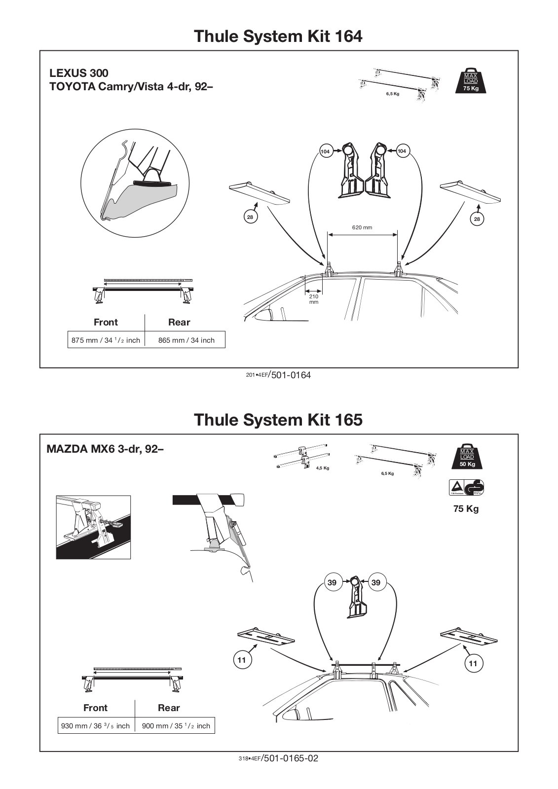 Thule 165, 164 User Manual