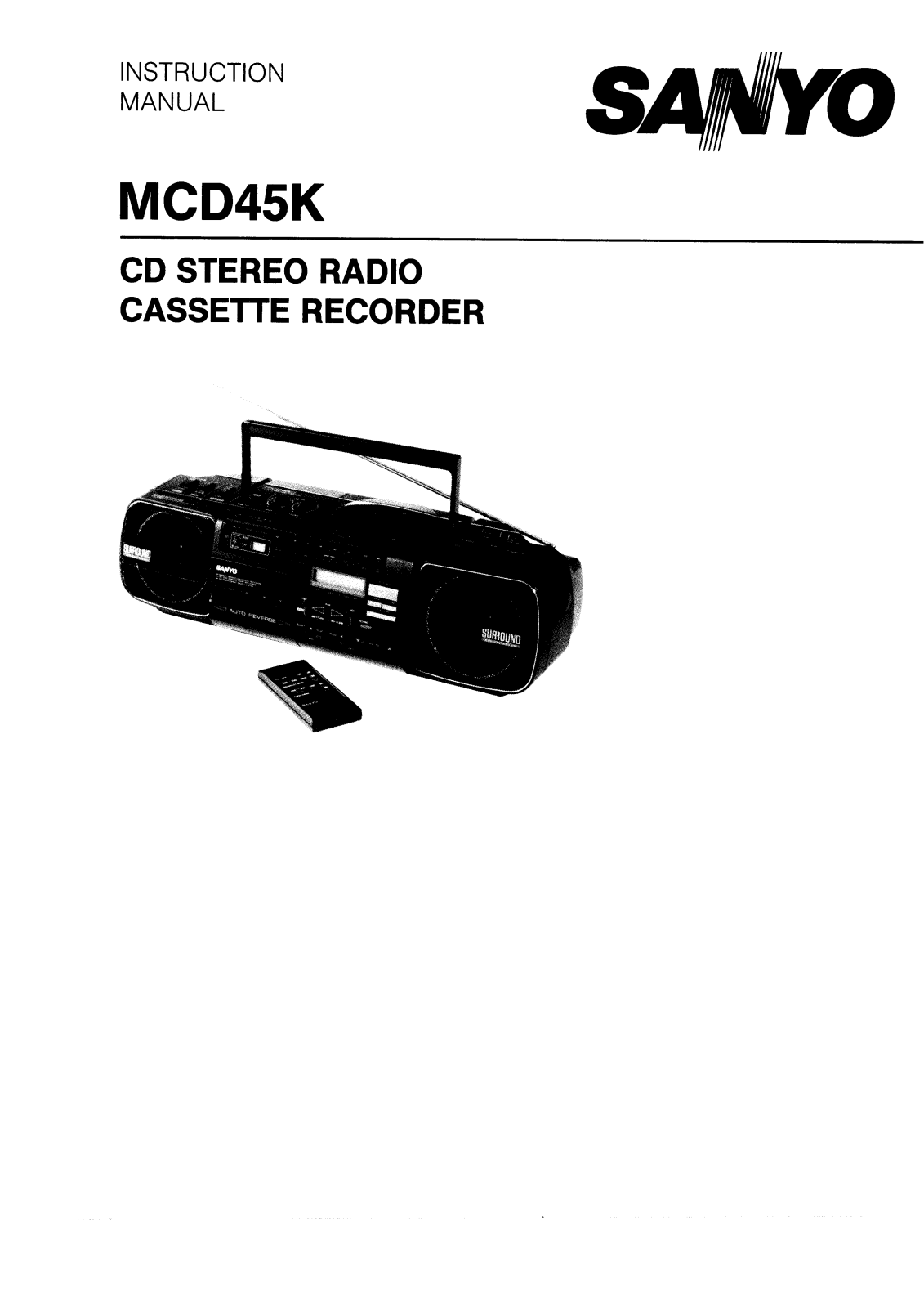 Sanyo MCD45K Instruction Manual