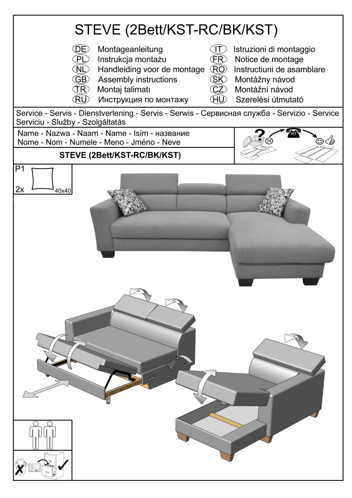 Home affaire Steve Assembly instructions