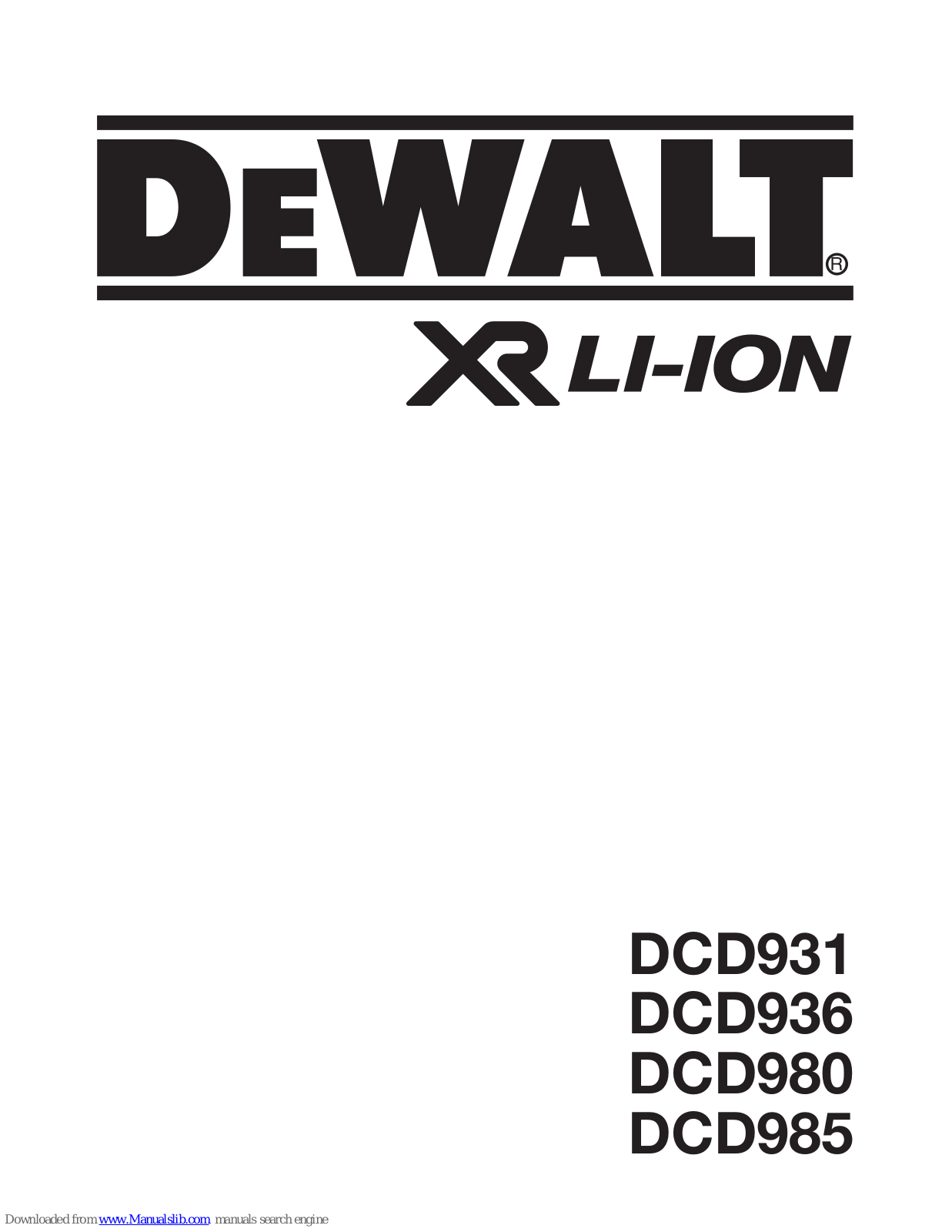 DeWalt DCD931, DCD980, DCD985, DCD936, DCB105 Original Instructions Manual