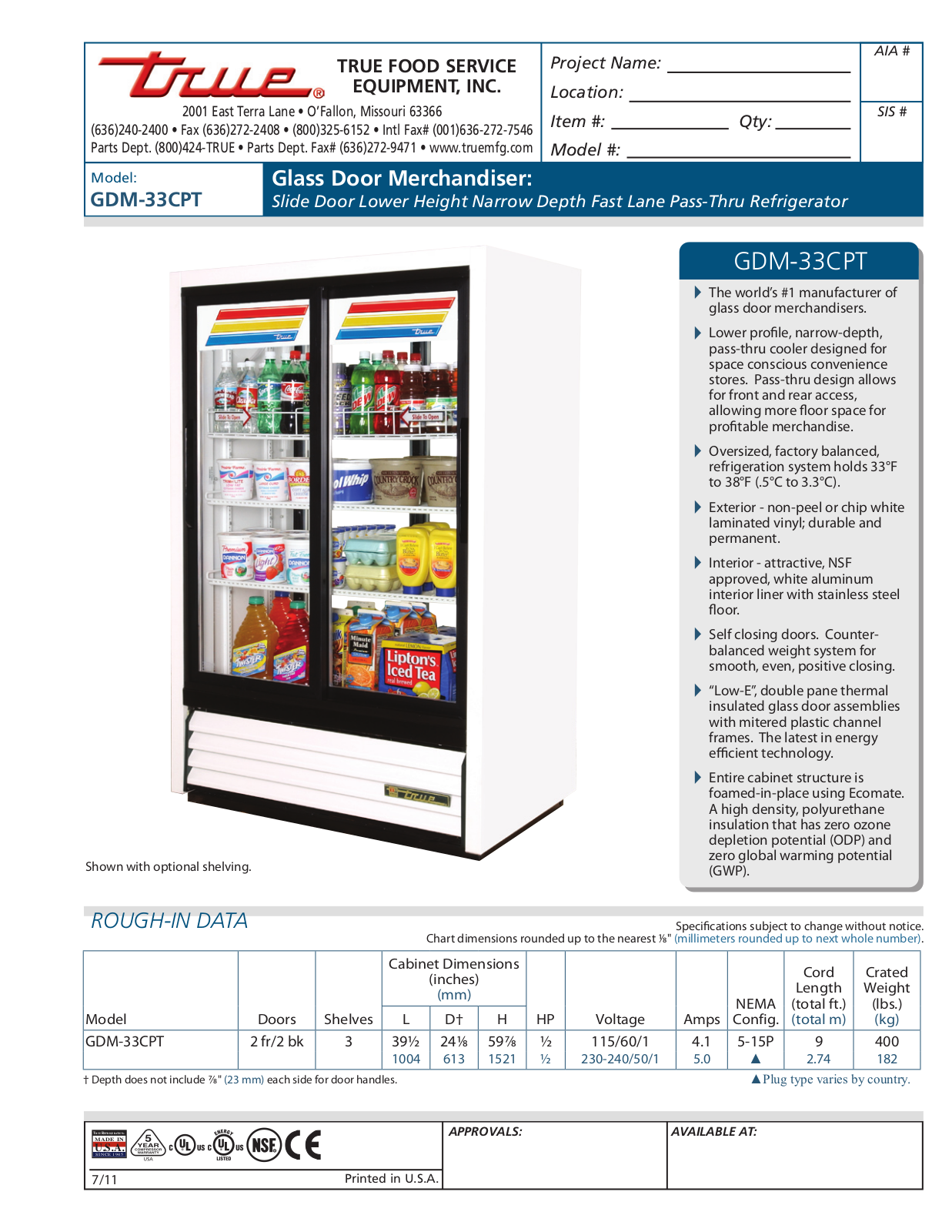 True GDM-33CPT User Manual