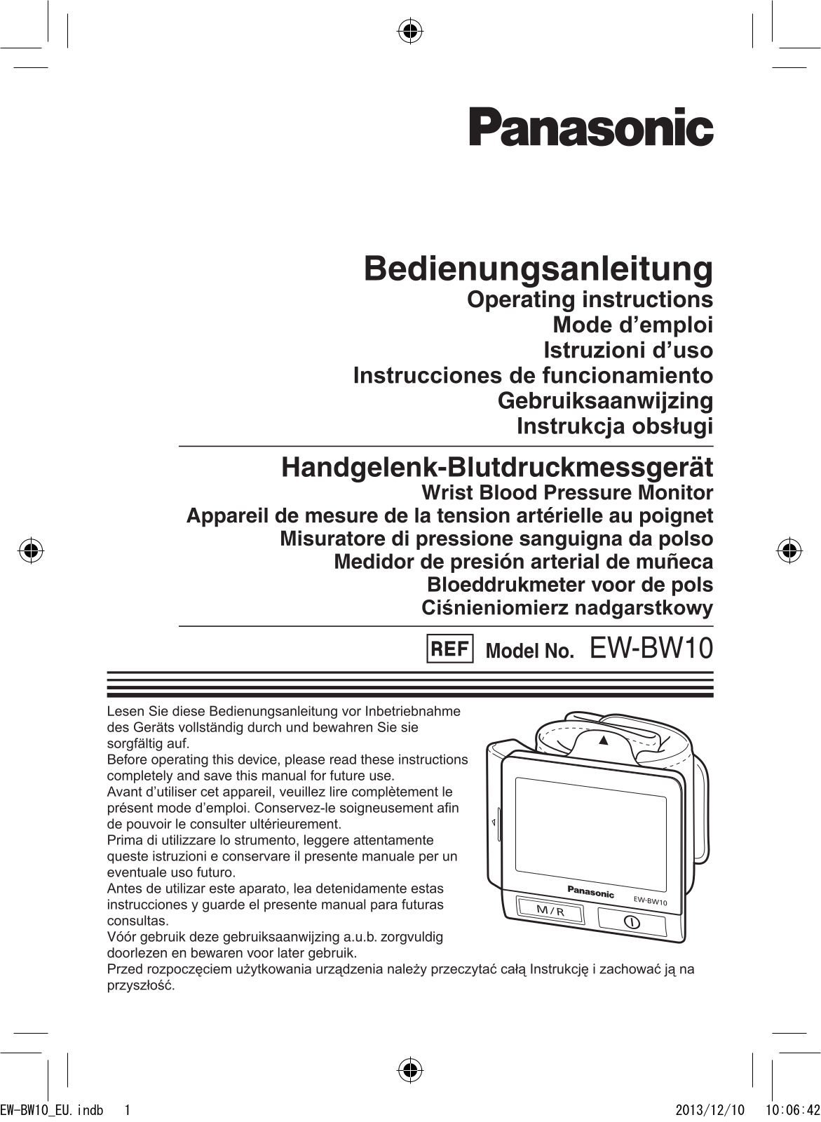 Panasonic EWBW10 Operation Manual