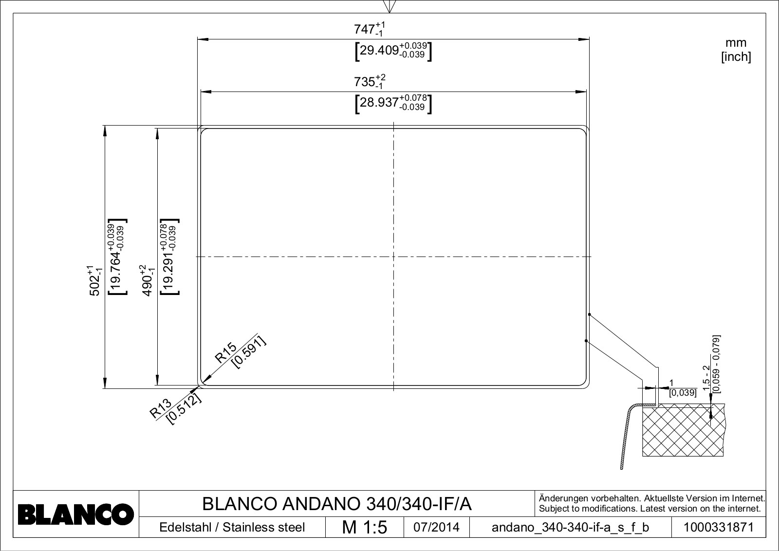 Blanco Andano 340 User Manual