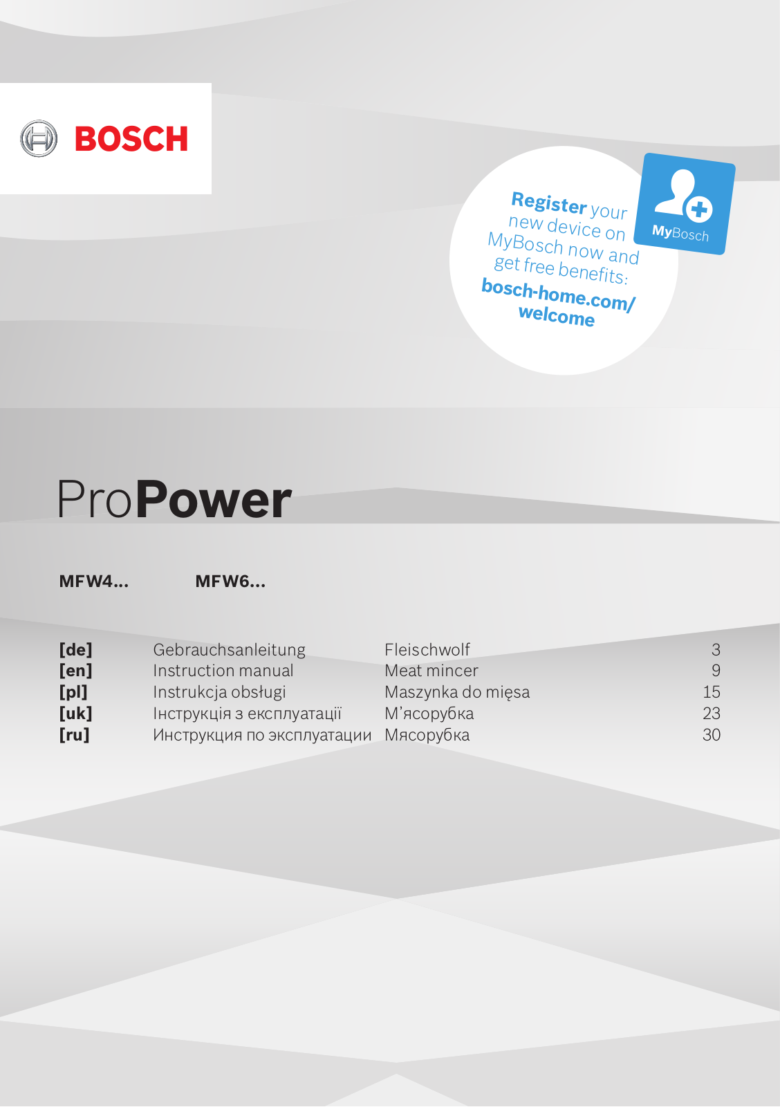 Bosch MFW 45000, MFW 68100 User manual