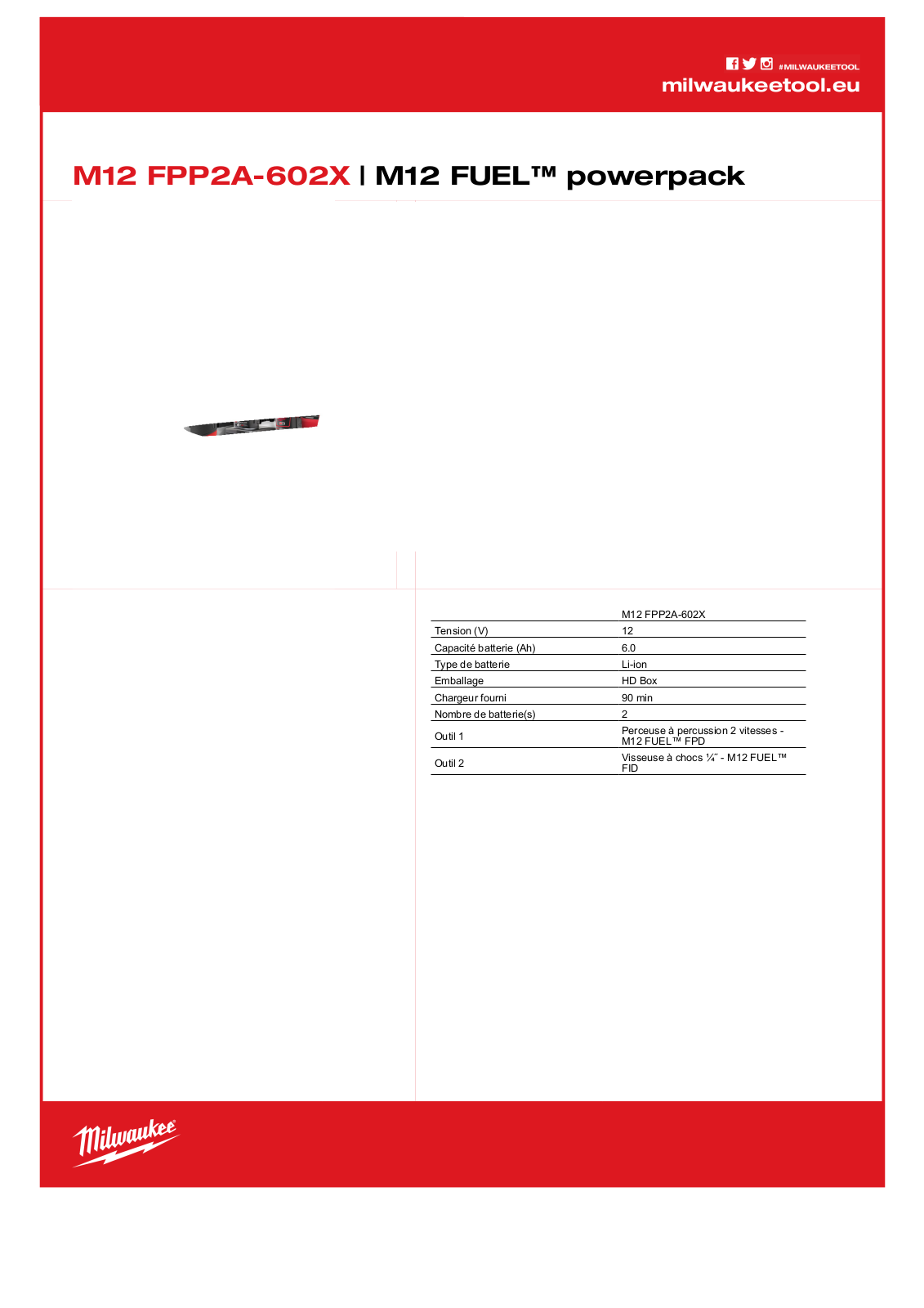 Milwaukee 4933459810, M12 FPP2A-602X Specification - ManualMachine.com