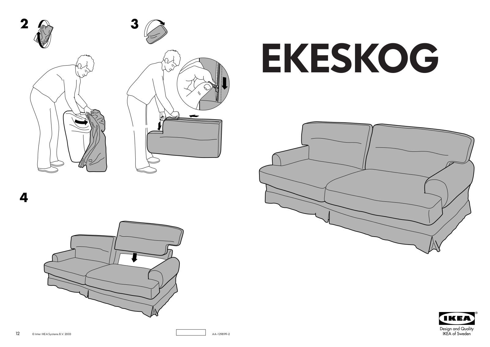 IKEA EKESKOG SOFA BED COVER Assembly Instruction